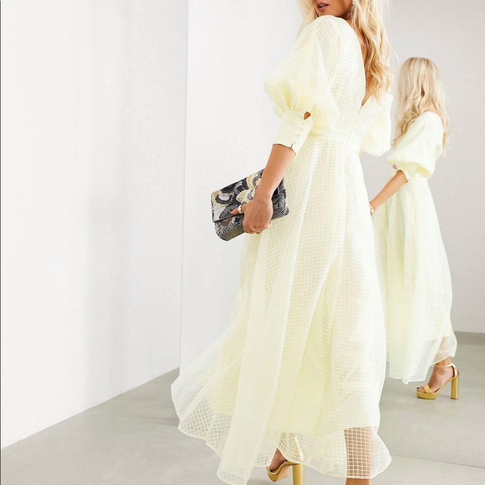 ASOS EDITION blouson sleeve midi dress in organza check - no longer available!
